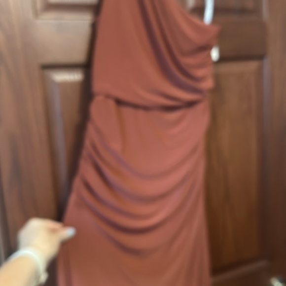 Celebrate db studio, size 8 cinnamonn ruched jersey one-shoulder dress, nwt - Picture 2 of 5